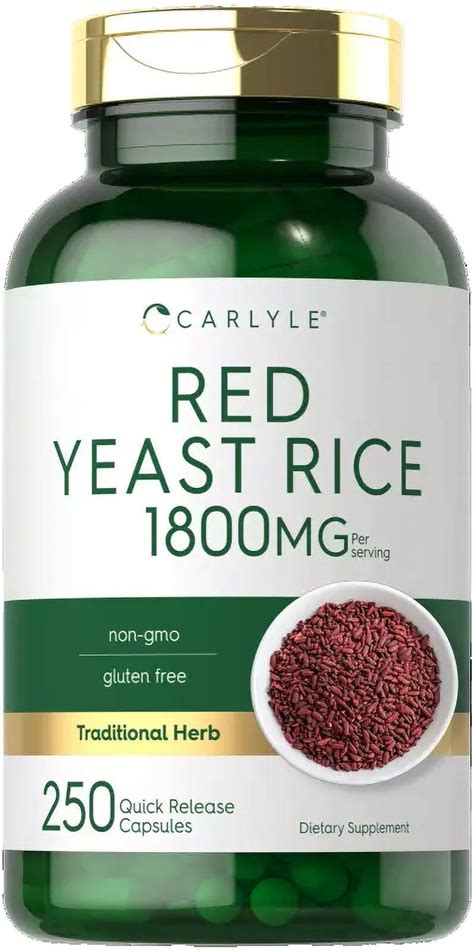 Vitar Life Red Yeast Rice 250 Capsules Non Gmo Gluten Free