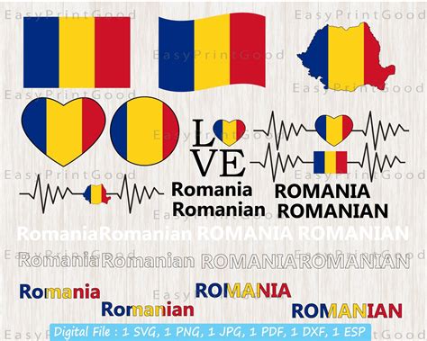 Romania Flag Bundle Svg Romania Svg Romanian National Flag Etsy Uk