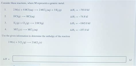 Solved Consider These Reactions Where M Represents A Chegg