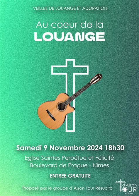 Veillée Au cœur de la louange samedi 9 novembre à léglise Ste