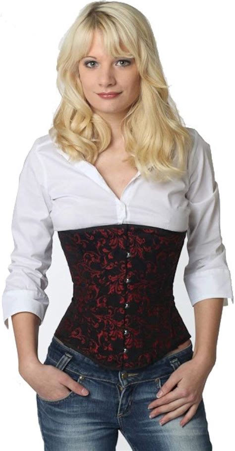 Fapedo Korsett Corsage Korsage Corset Brokat Unterbrust Rot Amazon