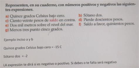 Solved Representen En Su Cuaderno Con N Meros Positivos Y Negativos