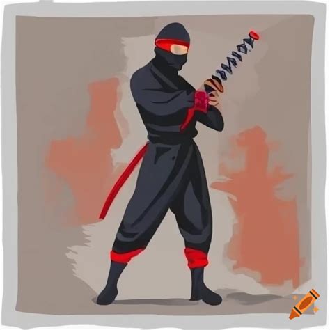 Red Ninja With Katana On White Background On Craiyon