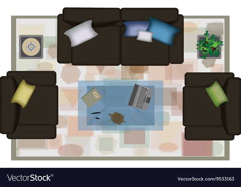 Interior icons top view with sofa armchair couch Vector Image