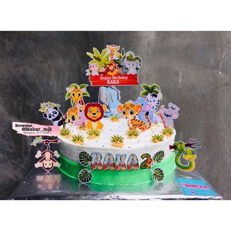 Jual Cake Topper Set Tema Safari Bisa Custom Nama Topper Kue Ulang