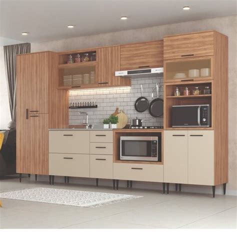 Cozinha Modulada Peças Portas Gavetas Flora Moveis Sul Nogal Manchester nude Leroy Merlin