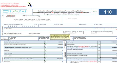 Formulario 110 declaración de renta de personas naturales no