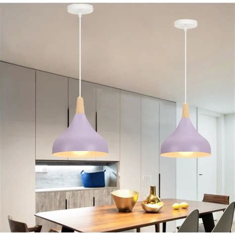 Tempas LOT DE 2 Lustre En Fer Violet Suspension Ajustable Vintage Lampe