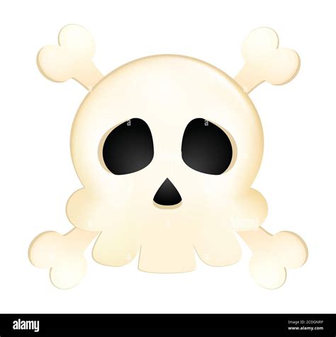 Skull Vector Illustration On White Background Skull Emoticon Bones