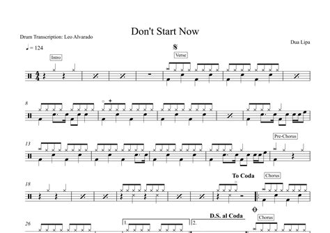 Don T Start Now Arr Drum Transcription Leo Alvarado By Dua Lipa