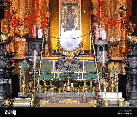 Shrine inside of a Japanese Buddhist Temple Stock Photo - Alamy