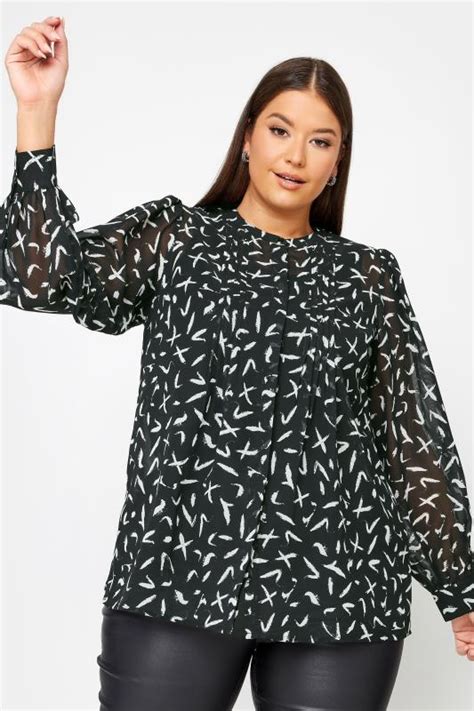 Yours Plus Size Black Abstract Print Chiffon Blouse Yours Clothing