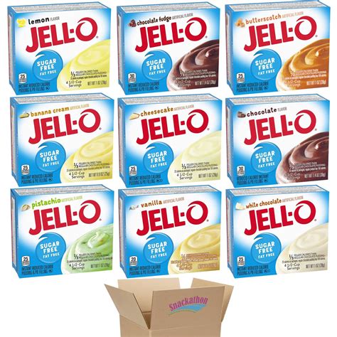 Jello Sugar Free Instant Pudding & Pie Filling Mix, Variety, 9 Flavors ...