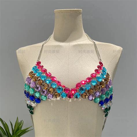 Sexy Colorful Acrylic Beaded Chic Women S Lingerie Body Chain Top Water