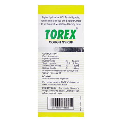 Torex Cough Syrup 100ml Price Uses Side Effects Netmeds