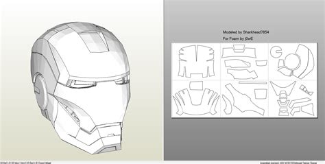 Iron Man Mask Papercraft Mark 45 Friday Helmet Pepakura File Diy ...