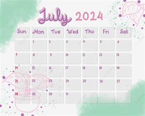 Calendario 2024 Julio PNG Dibujos Calendario 2024 Mes De Julio PNG Y