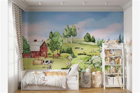 On the Farm / Wallpaper for Children / Non-woven Wallpaper ...