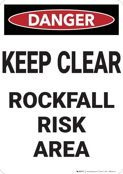 Danger Keep Clear Rockfall Risk Wall Sign