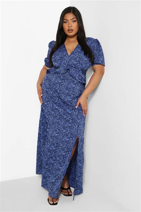 Plus Printed Ruffle Maxi Dress Boohoo Uk