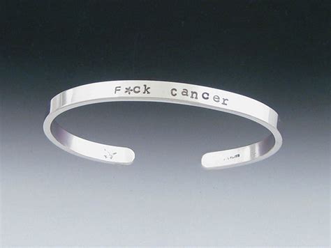 Fck Cancer Recycled Sterling Silver Cuff Bracelet Mature