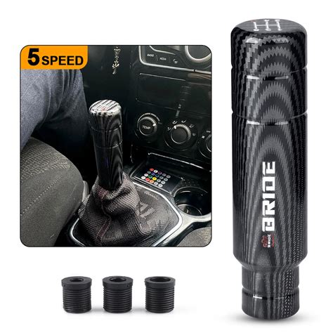 Carbon Fiber Style Gear Shift Knob Alavanca De Transmiss O Manual Forma