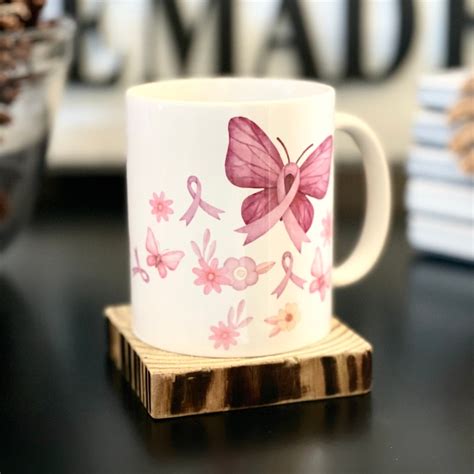 Breast Cancer Mug Breast Cancer Awareness Coffee Cup Pink Etsy