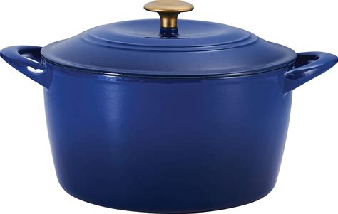 Tramontina Covered Round Dutch Oven Enameled Cast Iron 6 5 Quart Gradated Cobalt