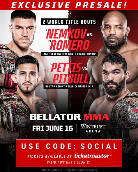 Bellator MMA On Twitter EXCLUSIVE PRESALE Use The Code SOCIAL