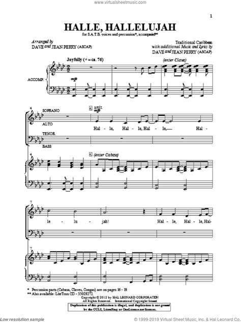 Hallelu Hallelujah Sheet Music For Choir Satb Soprano Alto Tenor Bass