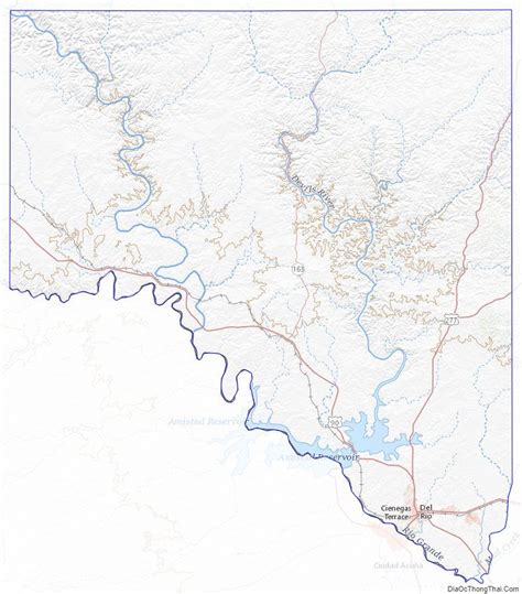 Topographic map of Val Verde County, Texas Topographic Map, Us Map, Val ...