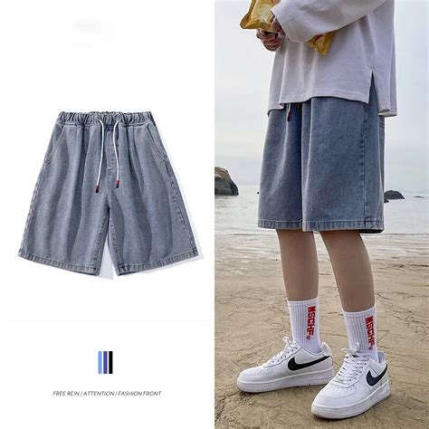 Pantalones Cortos De Mezclilla Harajuku Para Hombre Pantal N Holgado