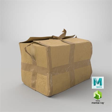 Old Damaged Cardboard Box Brown Tape 3D Model 39 Max Obj Ma C4d