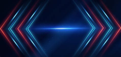 Abstract technology futuristic glowing blue and red light lines with ...