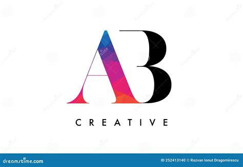 Diseño De Letras Ab Con Corte Creativo Y Textura Arcoiris Colorida Ilustración Del Vector