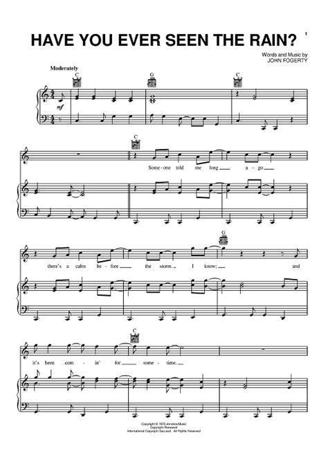 Have You Ever Seen The Rain Sheet Music By Creedence Clearwater Revival For Pianovocalchords