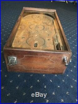 ANTIQUE 1930’s PENNY WOOD/GLASS MECHANICAL TABLETOP PINBALL MACHINE ...