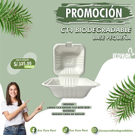 Envases Biodegradables CT4 fibra caña de azúcar Envases