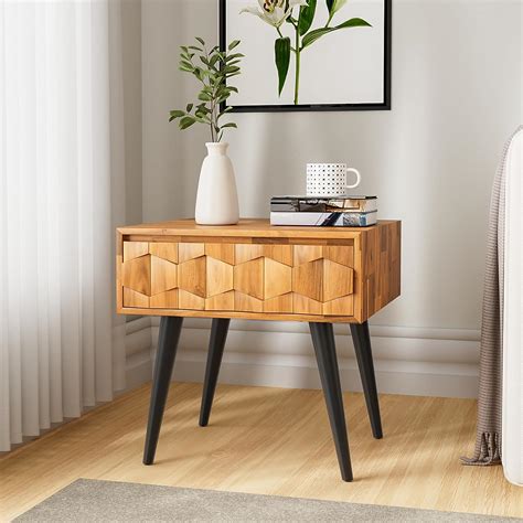 Bme Georgina Solid Wood Nightstand With Drawers Fully