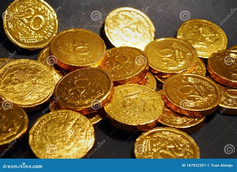 Gold Coin Chocolate stock image. Image of financial - 187032391