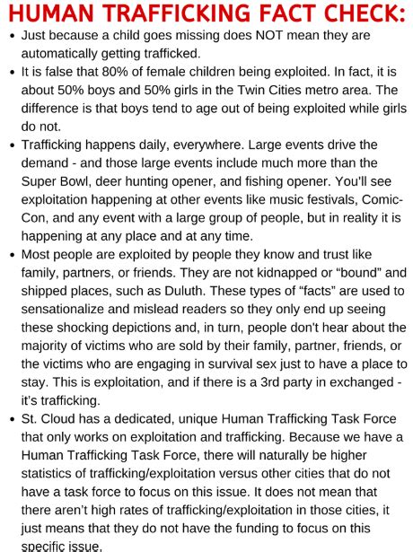 Social Media Post Circulates Misinformation On Sex Trafficking Central Mn Sexual Assault Center