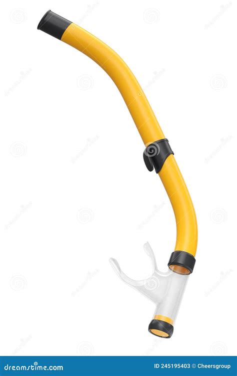 Orange Snorkel For Diving And Swimming In The Pool Isolated On White Background Stock