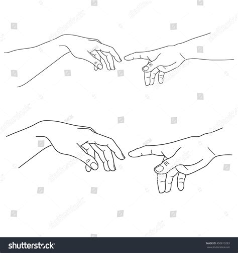 Adam God Hands Touch Hope Help Stock Vector Royalty Free