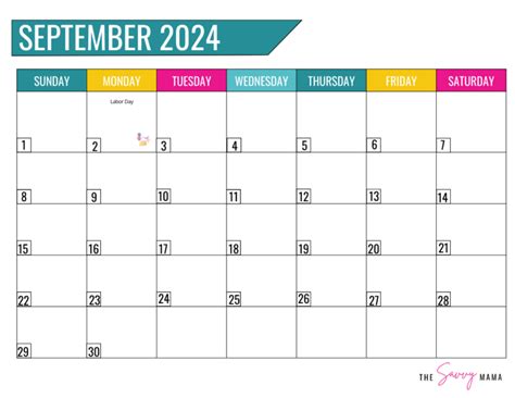 Free September Calendar Printable For