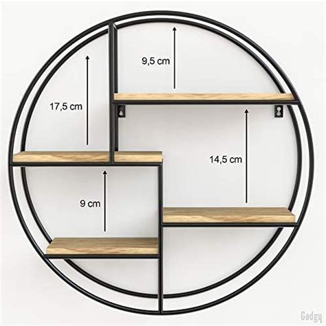 Gadgy Circle Wall Shelf Round With 4 Shelves Floating Circle Shelf