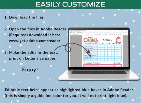 Chore Chart For Kids Christmas Printableeditable Chore Etsy