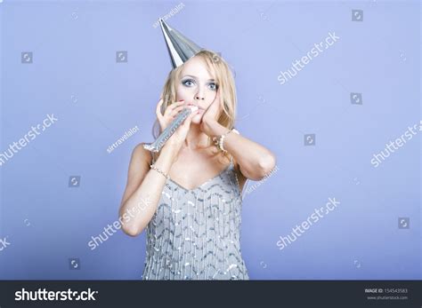 Sexy Blonde Party Girl Wearing Silver Stock Photo 154543583 Shutterstock