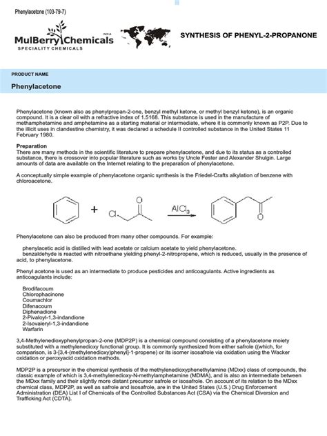 Phenylacetone Synthesis Of Phenyl 2 Propanone Pdf Distillation