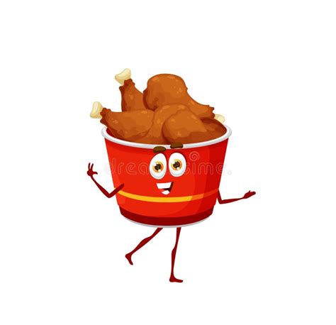 Cartoon Fried Chicken Legs Box Fast Food Character Stock Illustration