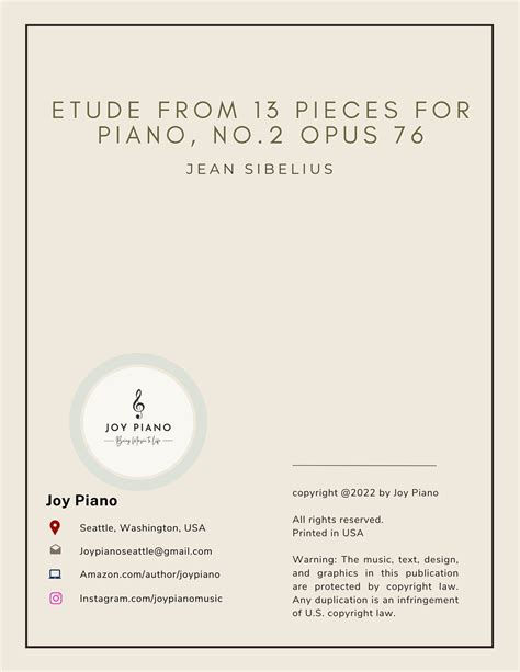 Piano Sheet Music Download etude From 13 Pieces for Piano Op.76 No.2 by ...